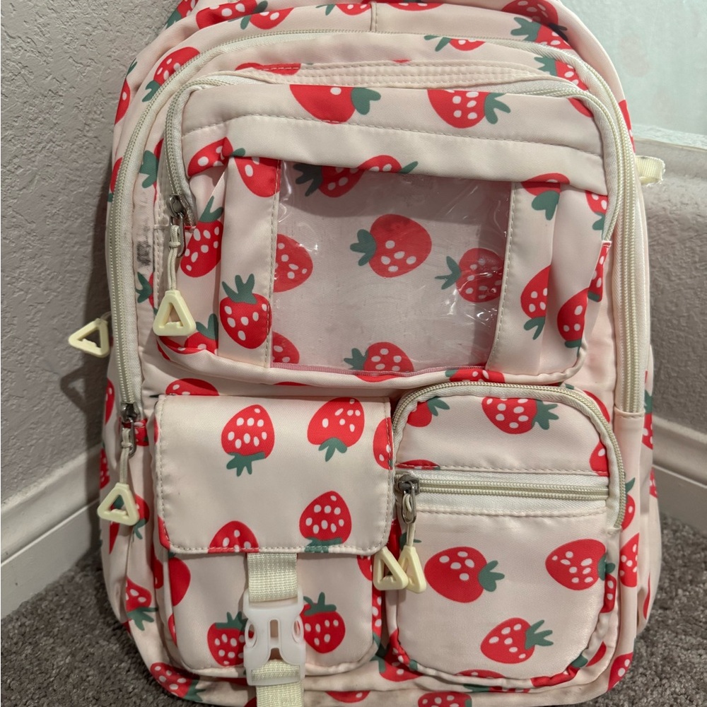 Strawberry Print Kids Backpack